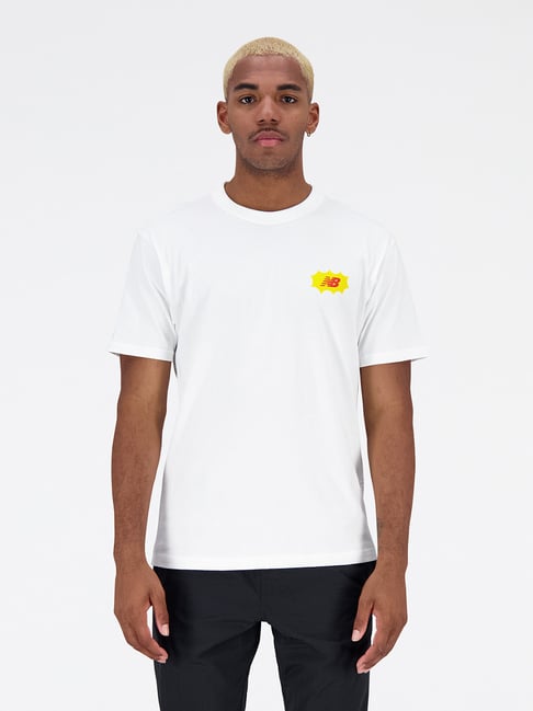 New Balance White Comfort Fit Graphic Print Sports T-Shirt-picture-45
