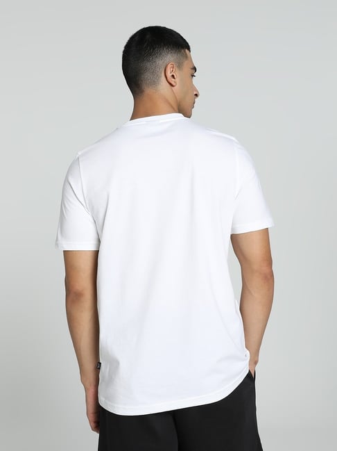Buy Puma Puma White Cotton Regular Fit Printed T-Shirt for Mens