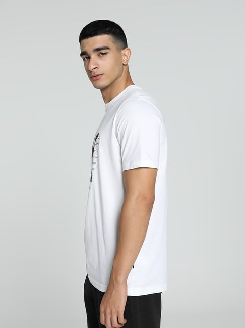 Buy Puma Puma White Cotton Regular Fit Printed T-Shirt for Mens