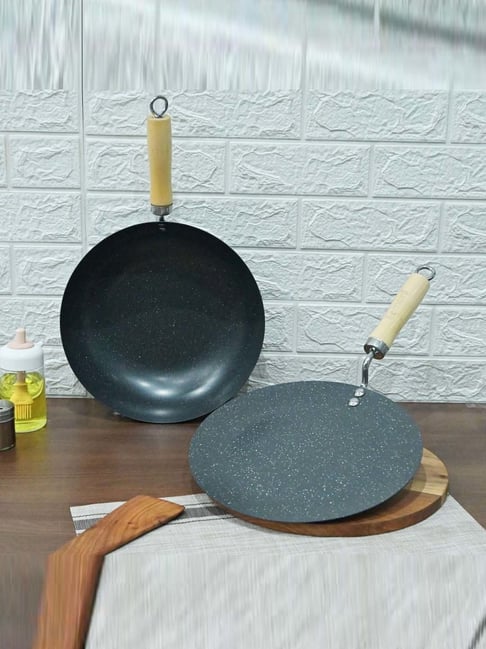 Femora Black Carbon Steel 3 Layer Non-Stick 2-Piece Cookware Set