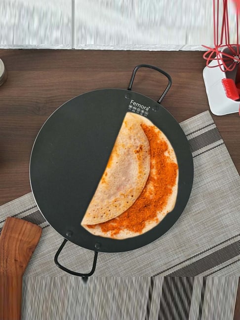 Femora Black Forged Aluminum 3 Non-Stick Tawa with Both Side Handle