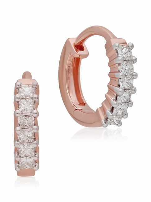 Buy Malabar Gold and Diamonds 18k Diamond Rose Gold Hoop Earrings