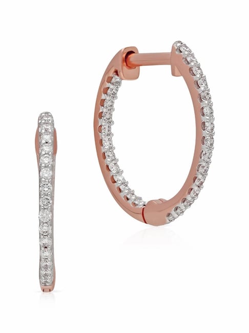 Buy Malabar Gold and Diamonds 18k Diamond Rose Gold Hoop Earrings