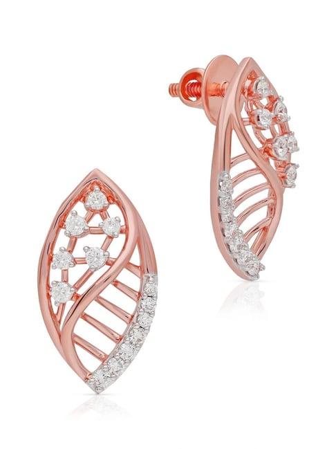 Malabar Gold and Diamonds 18k IGI Certified Diamond Rose Gold Stud Earrings for Women