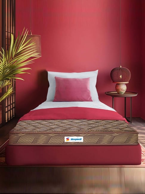 Sleepwell Champ Regular 4 inch Single Size Mattress Medium Firm Mattress Brown 84x36x4