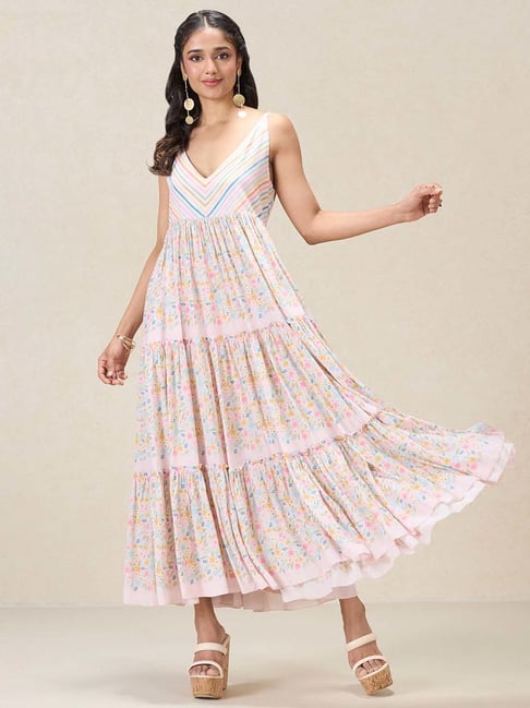 navyasa by liva Pink Printed A Line Dress
