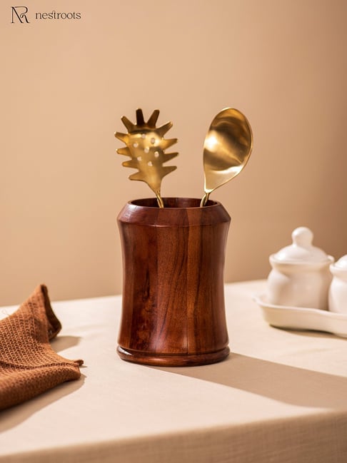 Nestroots Urban Chic Brown Acacia Wood Spoon Stand-picture-13