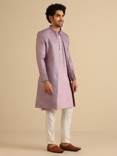 Kisah Purple Regular Fit Embroidered Sherwani Jacket