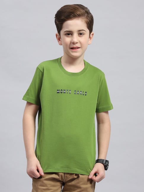 Monte Carlo Kids Green Printed T Shirt