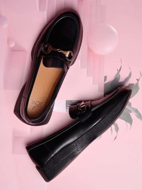 Jove Women's Jet Black Wedge Loafers-picture-20