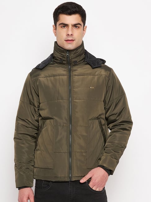 Duke Olive Regular Fit Quilted Hooded Jacket-picture-17