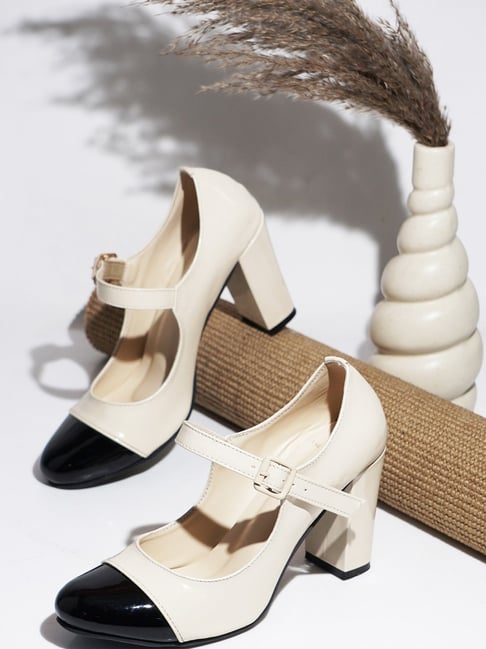 The White Pole Women's Beige Mary Jane Shoes-picture-43