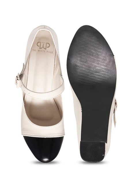 The White Pole Women's Beige Mary Jane Shoes - Main Image
