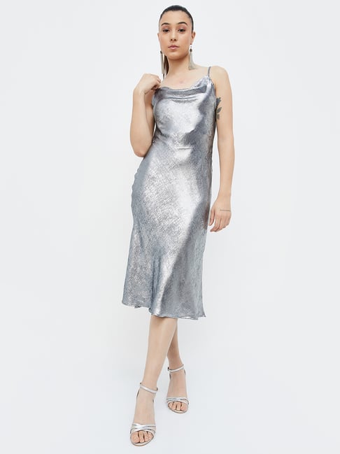 Code by Lifestyle Silver Regular Fit Midi Dress