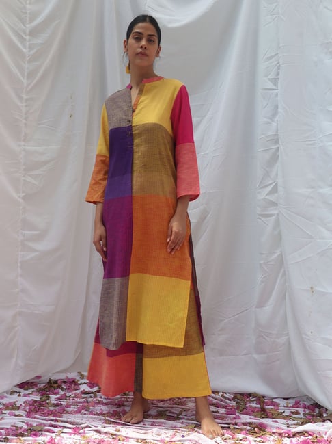 Chidiyaa Rainbow Cafe Satrangi Handwoven Cotton Kurta Set