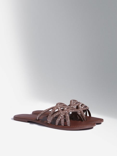 LUNA BLU by Westside Tan Embellished Slides