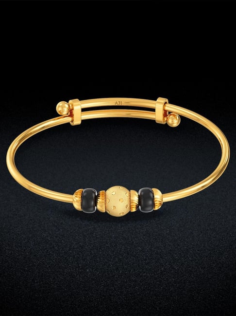 Buy Joyalukkas 22k Yellow Gold Black Beads Kid's Bangle Online At