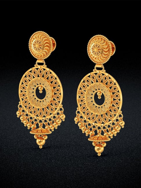 Chandbali Earrings Senco Gold Ear Top Collection Gold Jhumka