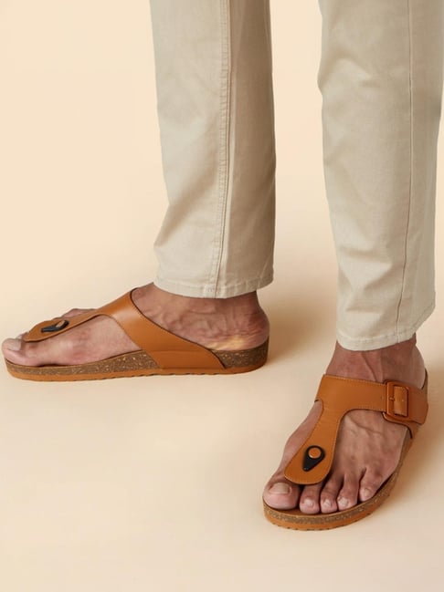 Buy Neemans Men's Cork Tan T-Strap Sandals for Men at Best Price