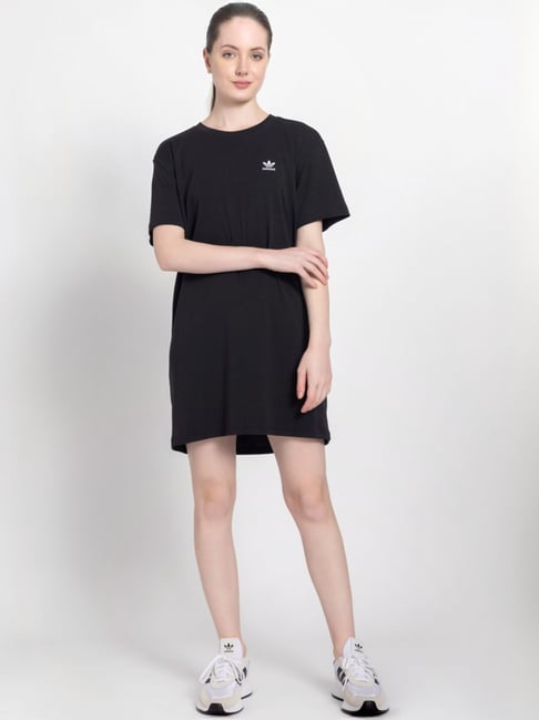 Adidas Originals Black Cotton Printed Shift Dress-picture-32