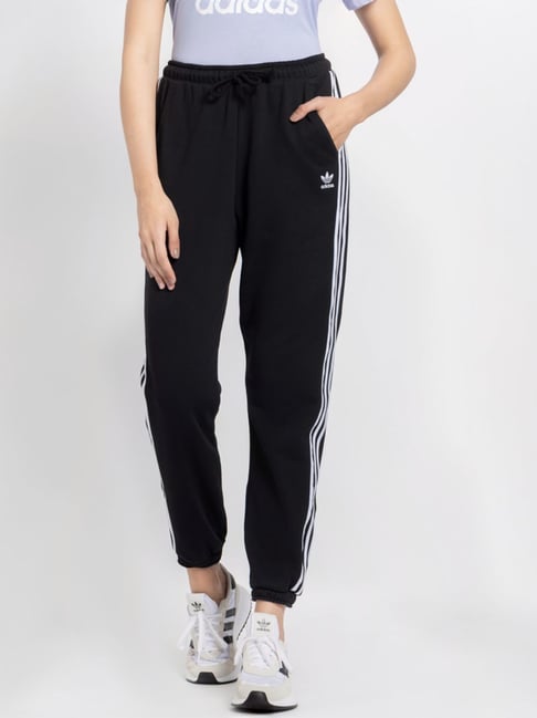 Adidas Originals Black Cotton Striped Sports Joggers-image-40