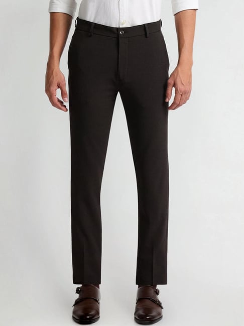 Arrow New York Brown Slim Fit Checks Trousers-picture-29