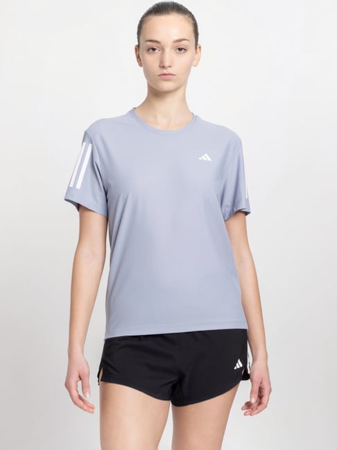Buy adidas Grey Striped Sports T-Shirt for Women Online Tata CLiQ