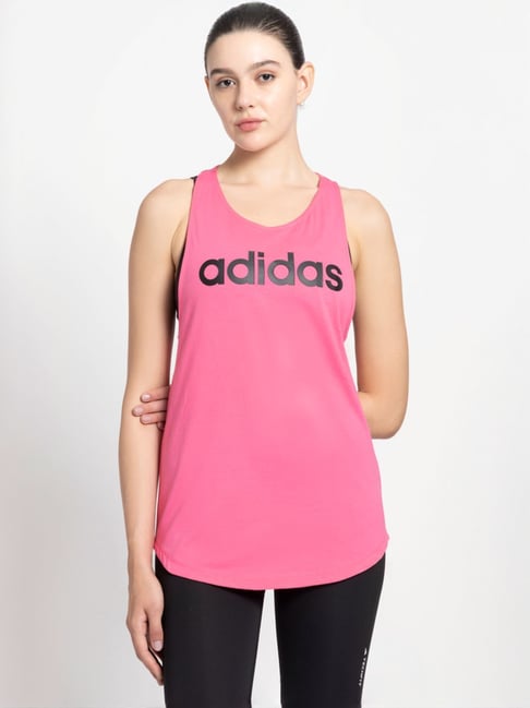 Buy adidas Pink Cotton Printed Sports Tank Top for Women Online