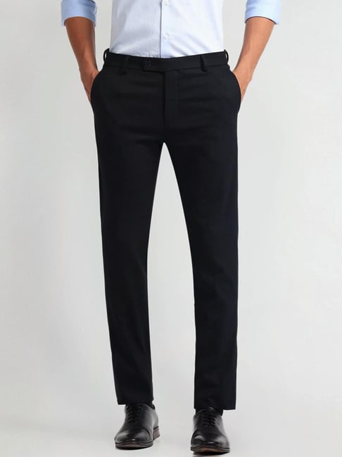 Arrow Blue Slim Fit Trousers-picture-35