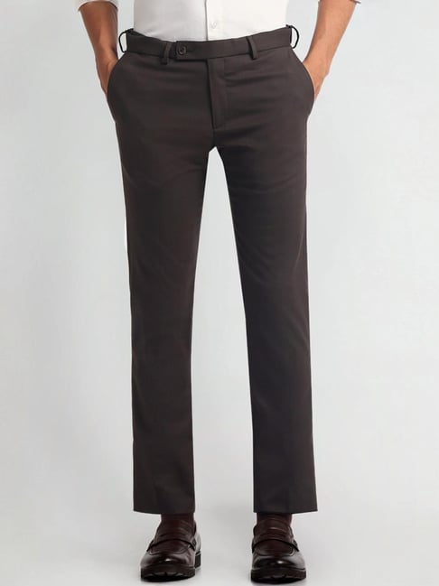 Arrow Brown Slim Fit Trousers-picture-39