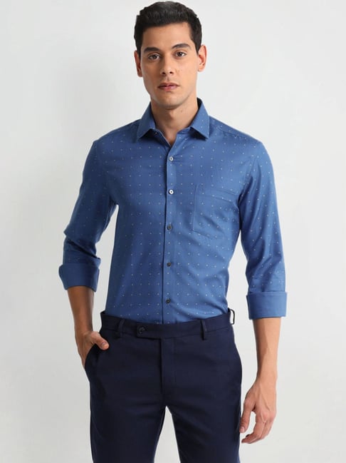 Arrow Blue Slim Fit Printed Shirt