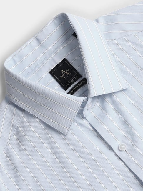 Buy Arrow Blue Slim Fit Striped Shirt for Mens Online @ Tata CLiQ