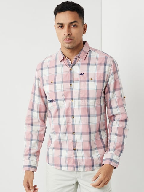 Wildcraft Blue Cotton Regular Fit Checks Shirt