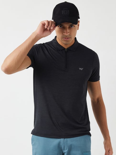 Wildcraft Black Cotton Regular Fit Texture Polo T-Shirt-picture-31