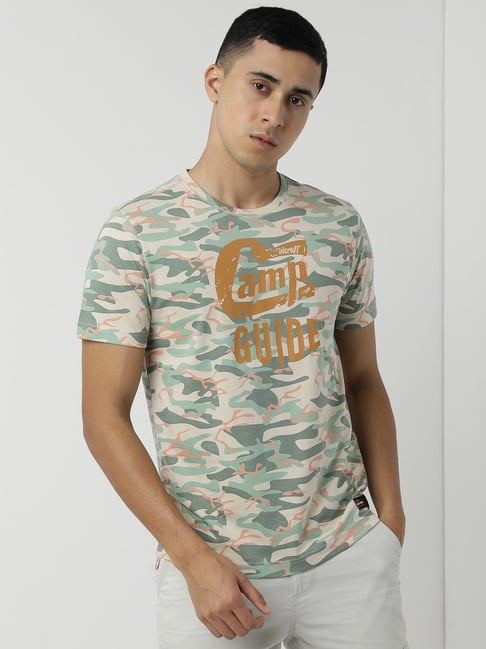 Wildcraft Beige Cotton Regular Fit Camouflage T-Shirt-picture-40