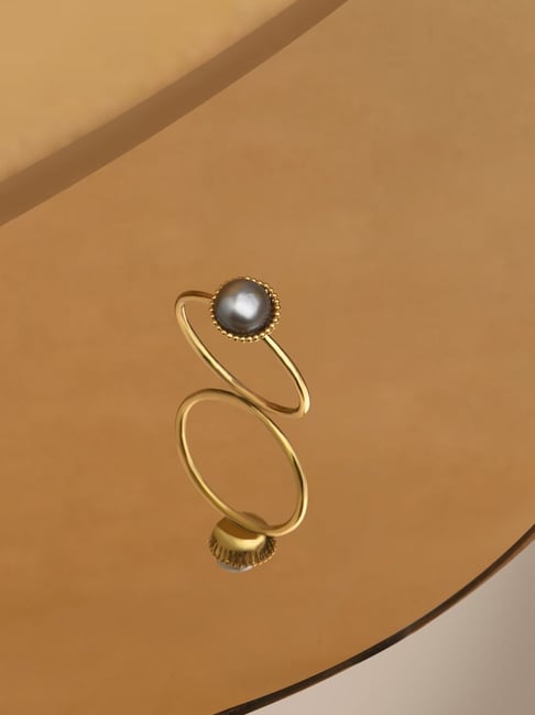 Accessorize London Real Gold-plated Pearl Ring Grey-picture-14