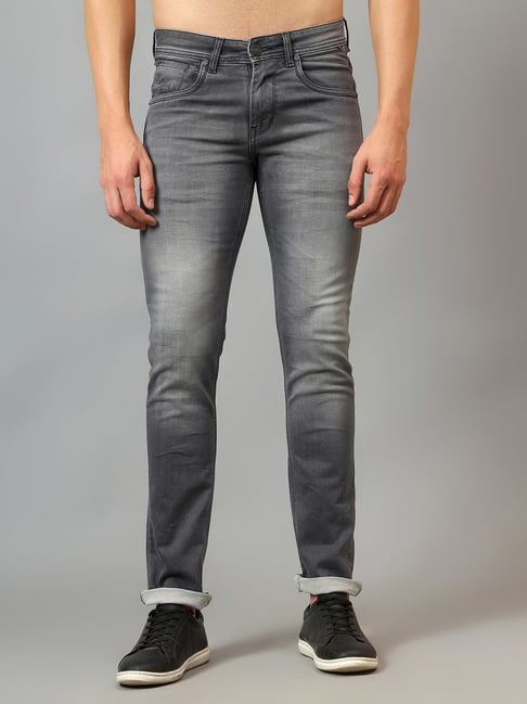Cantabil Grey Regular Fit Lightly Washed Jeans-picture-18