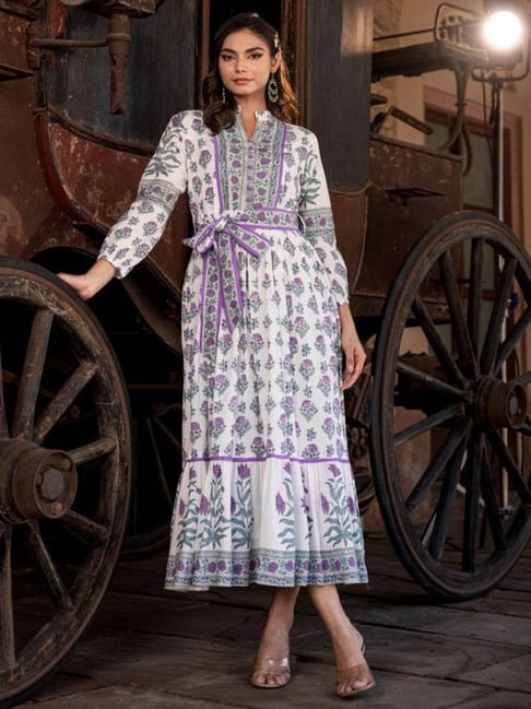 Autumnlane Sam Anokhi Purple Printed Cotton Dress
