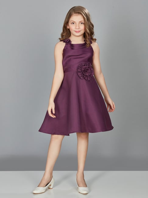 Peppermint Kids Purple Solid Dress