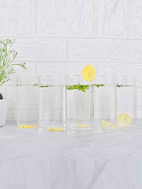 Femora Transparent Borosilcate Glass Drinking Glass (0.35 L) - Set of 6