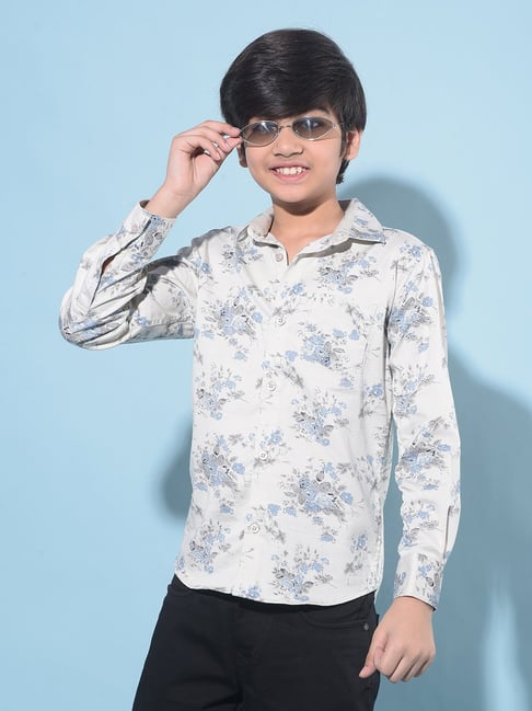 Crimsoune Club Kids Grey Floral Print Full Sleeves Shirt-picture-44