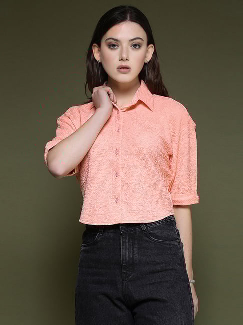 SELVIA Peach Textured Shirt-picture-15