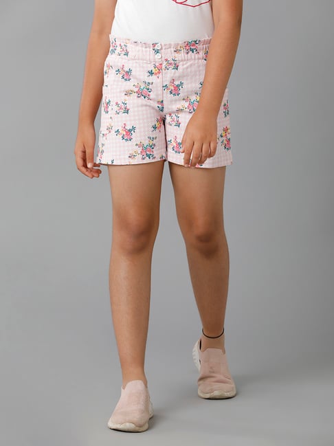 Under Fourteen Only Kids Pink Floral Print Shorts-picture-13