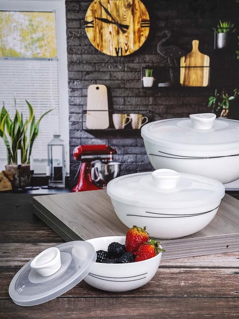 Cello White Opalware 3-Piece Mixing Bowl Set