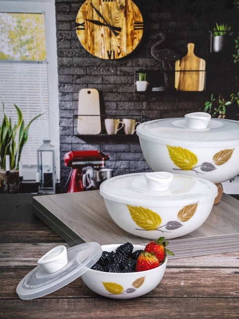 Cello White Opalware 3-Piece Mixing Bowl Set