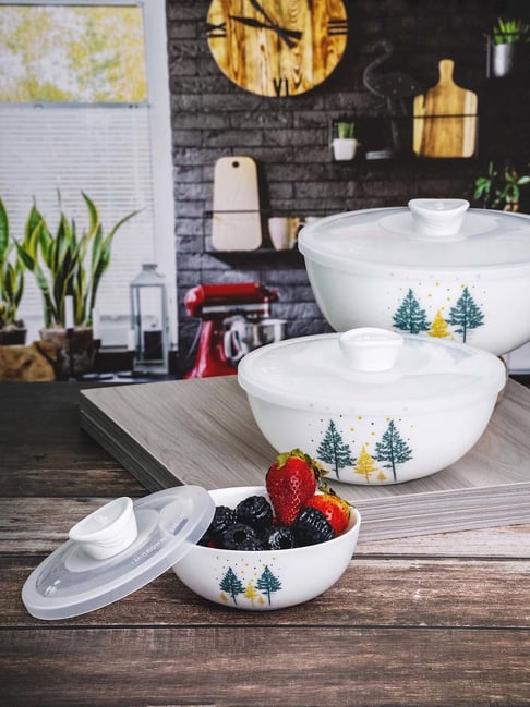 Cello White Opalware 3-Piece Mixing Bowl Set