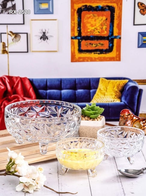 Roxx Transparent Glass 7-Piece Dessert Bowl Serving Bowl Set