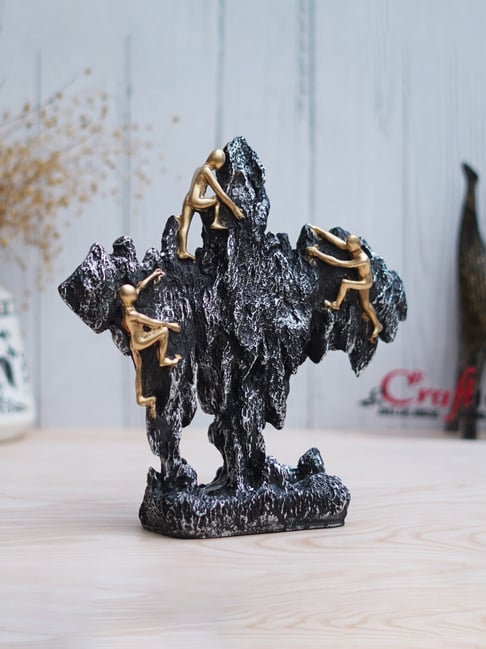 eCraftIndia Black Polyresin  3 Men Climbing on Rock Mountain Climbers Showpiece-picture-34