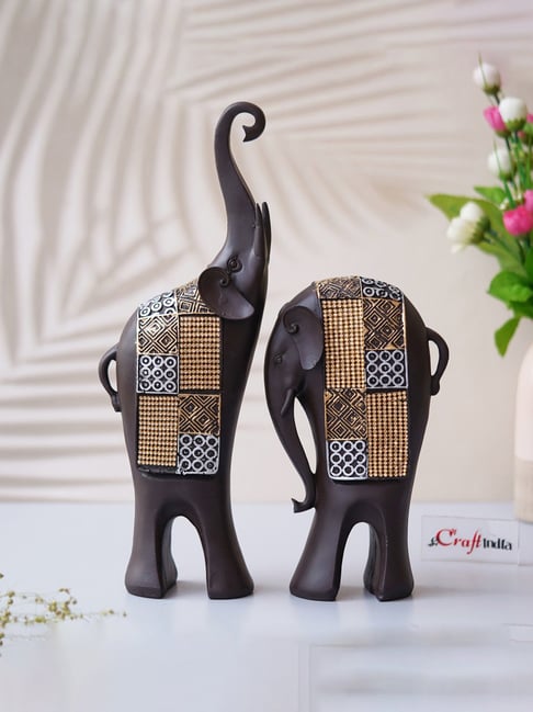 eCraftIndia Multicolor PolyresinElephant Statues Decorative Showpiece-picture-20
