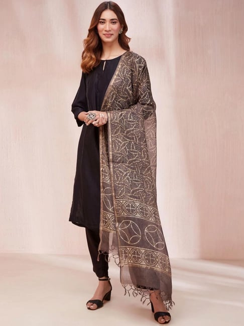 Fabindia Black Printed Dupatta-picture-18